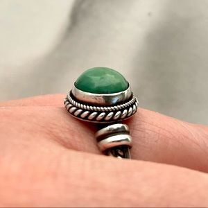 Sterling silver + Green stone ring size 6.5 or 7